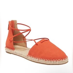 Eileen Fisher Lee Suede‎ d'Orsay Espadrilles size 8.5 Orange Like NEW